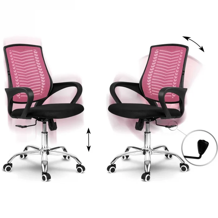 Рожеве офісне крісло з мікросітки Sofotel Denar - Зображення 13