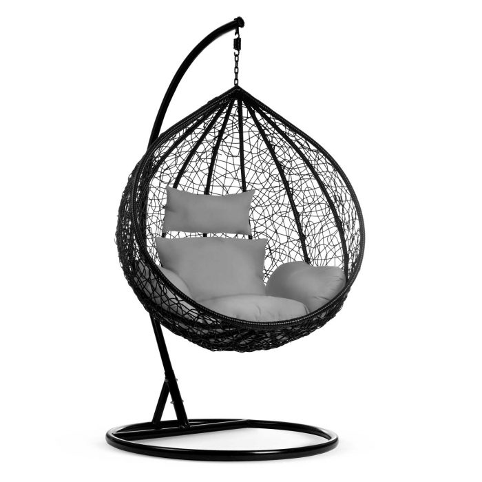 fotel-ogrodowy-wiszacy-hawana_1432 Крісло садове підвісне Hawana чорне + сірі подушки (кокон)- Стиль і зручність - Зображення 3