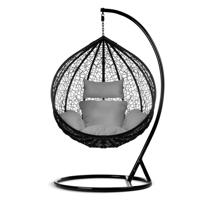 fotel-ogrodowy-wiszacy-hawana_1435 Крісло садове підвісне Hawana чорне + сірі подушки (кокон)- Стиль і зручність - Зображення 9