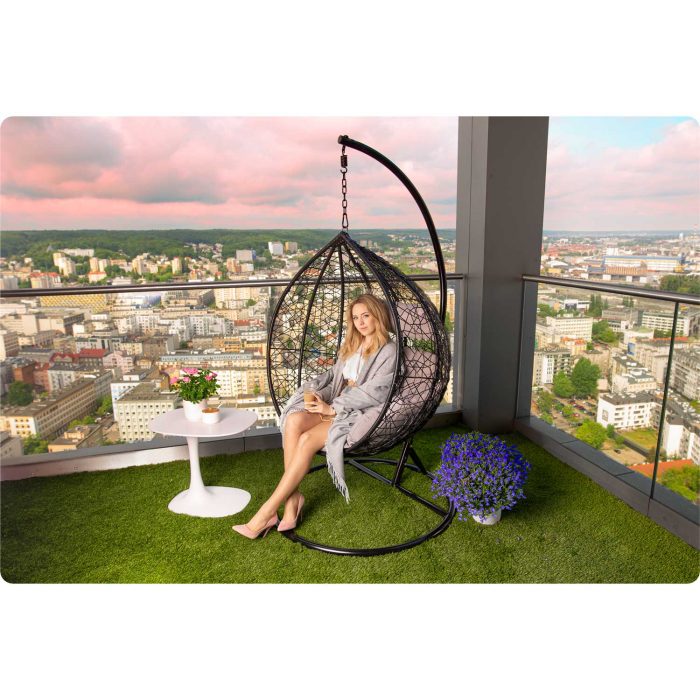 fotel-ogrodowy-wiszacy-hawana_1437 Крісло садове підвісне Hawana чорне + сірі подушки (кокон)- Стиль і зручність - Зображення 10