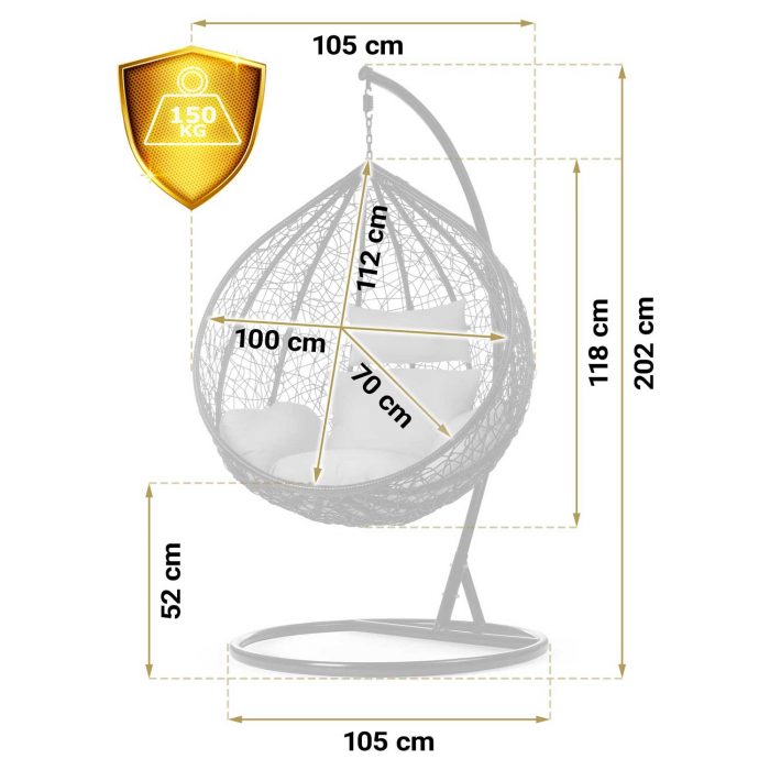 fotel-ogrodowy-wiszacy-hawana_1439 Крісло садове підвісне Hawana чорне + сірі подушки (кокон)- Стиль і зручність - Зображення 11