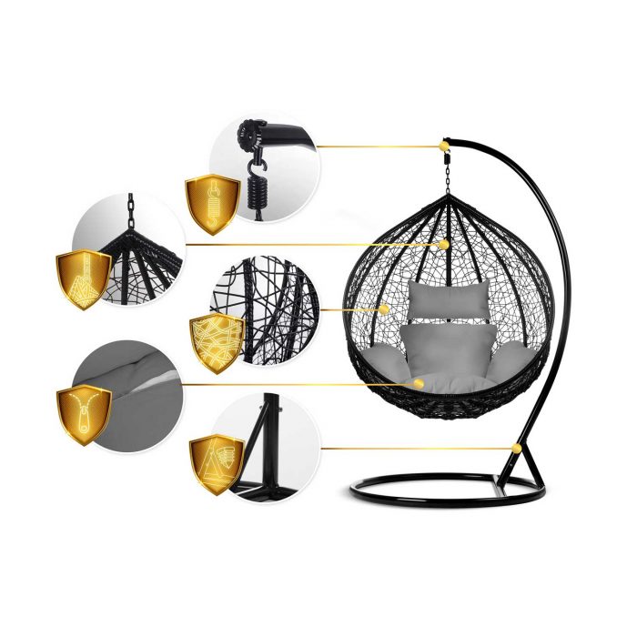 fotel-ogrodowy-wiszacy-hawana_1443 Крісло садове підвісне Hawana чорне + сірі подушки (кокон)- Стиль і зручність - Зображення 14