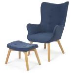 Скандинавське крісло з підніжками, синє - Зображення 6