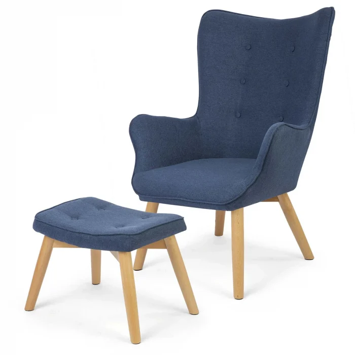 Скандинавське крісло з підніжками, синє - Зображення 6