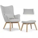 Скандинавське крісло з підніжками, світло-сіре