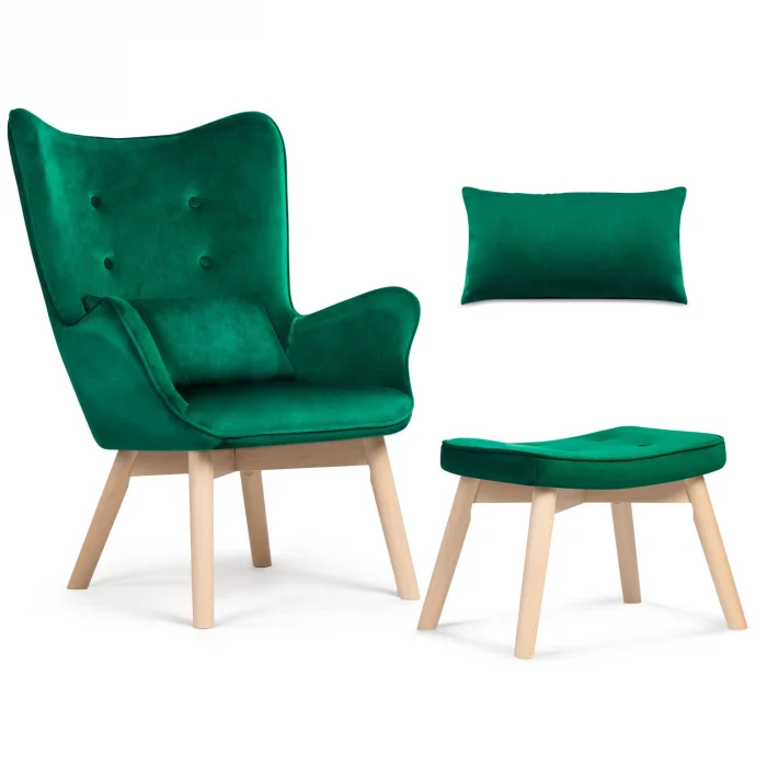 Крісло Sofatel Norse з підніжжям, темно-зелене - Зображення 8