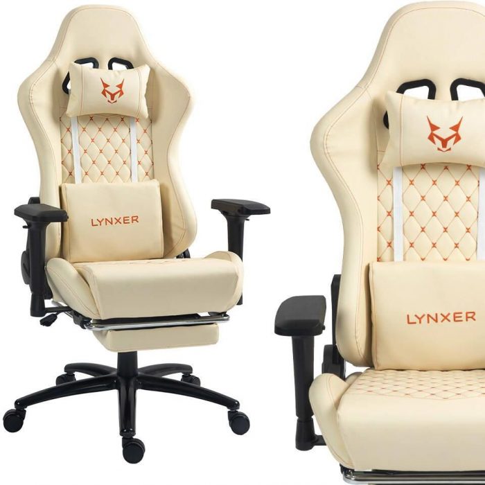 i-lynxer-prestige-bezowy Геймерське крісло Lynxer Prestige Chair екошкіра бежевого кольору Комфорт та стиль - Зображення 1