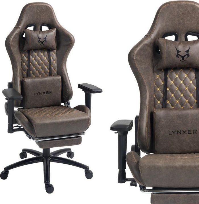 i-lynxer-prestige-brazowy Геймерське крісло Lyner chairs екошкіра чорна максимальний комфорт - Зображення 1