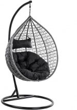 Підвісне садове крісло кокон сірий Velaco ITAKA-GR-OKR-BL з чорною подушкою- Ідеальний комфорт та елегантність