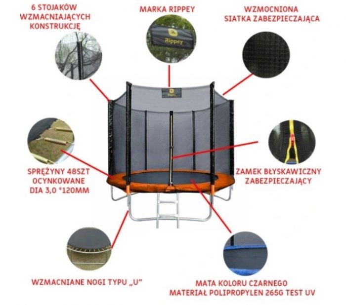 Батут RIPPEY 10FT 312 см з Драбинкою і Захисною Сіткою - Розваги для Дітей і Сім'ї - Зображення 4