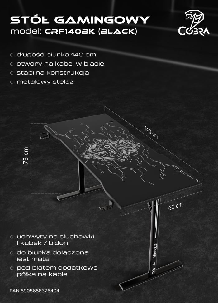 Геймерський стіл Cobra X-Mate CRF140BK - Зображення 17