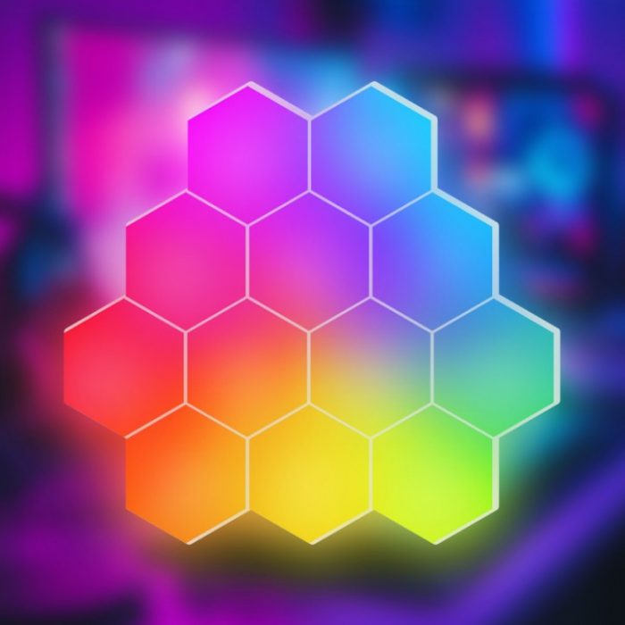 Стельовий світильник Hexagon Auto Gamma багатоколірний RGB LED лампа Пульт дистанційного керування 12 шт - Зображення 2