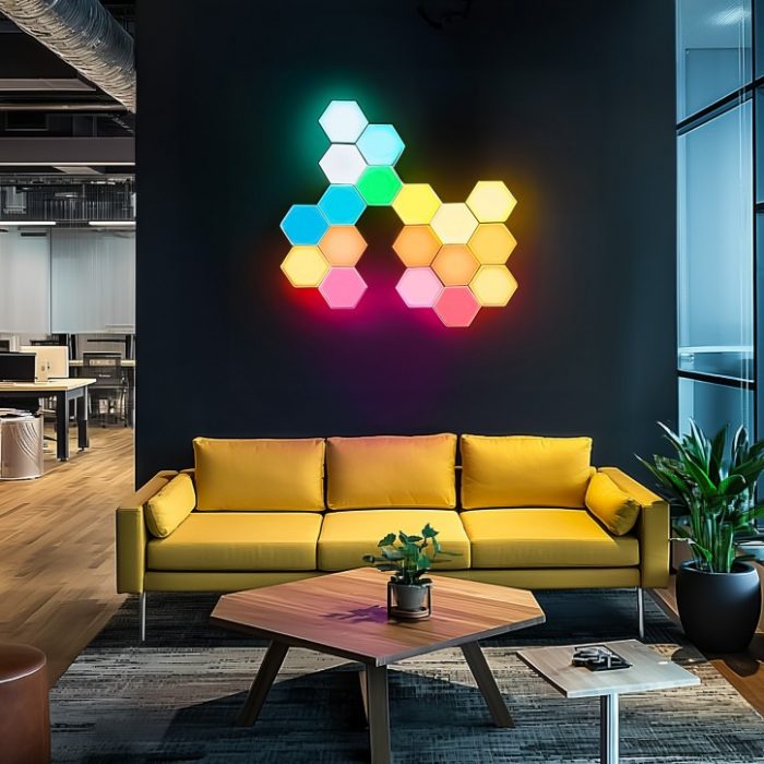 Стельовий світильник Hexagon Auto Gamma багатоколірний RGB LED лампа Пульт дистанційного керування 12 шт - Зображення 6