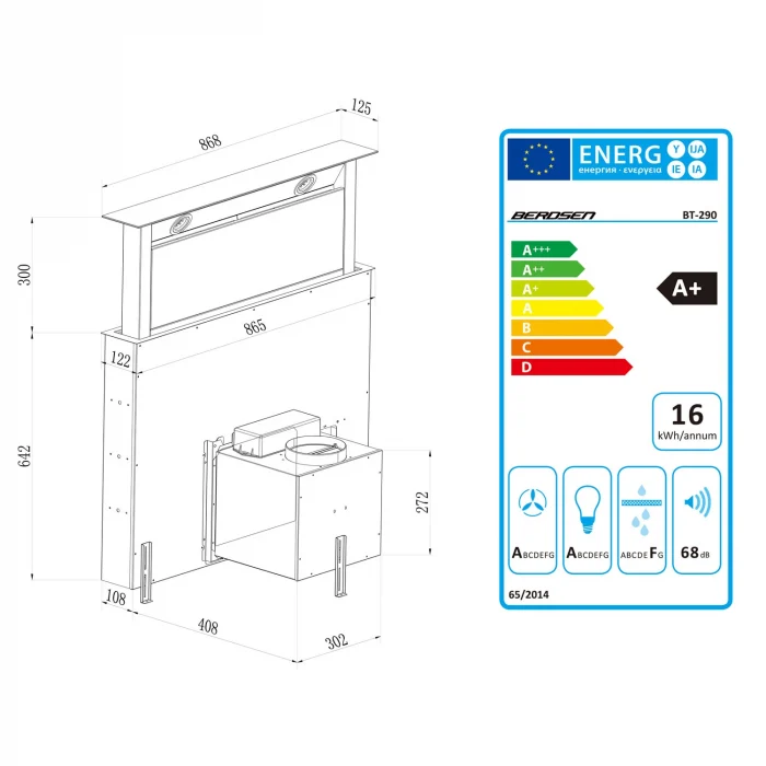 Витяжка кухонна настільна 90см чорна BT-290 - Зображення 10