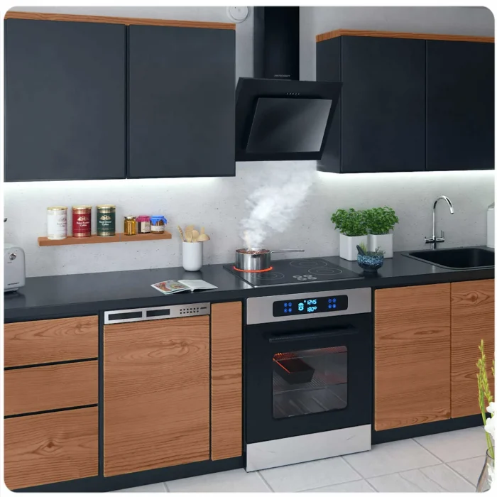 Витяжка камінна кухонна 60 см Berdsen BT-215 чорна - Зображення 4