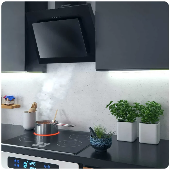 Витяжка камінна кухонна 60 см Berdsen BT-215 чорна - Зображення 10