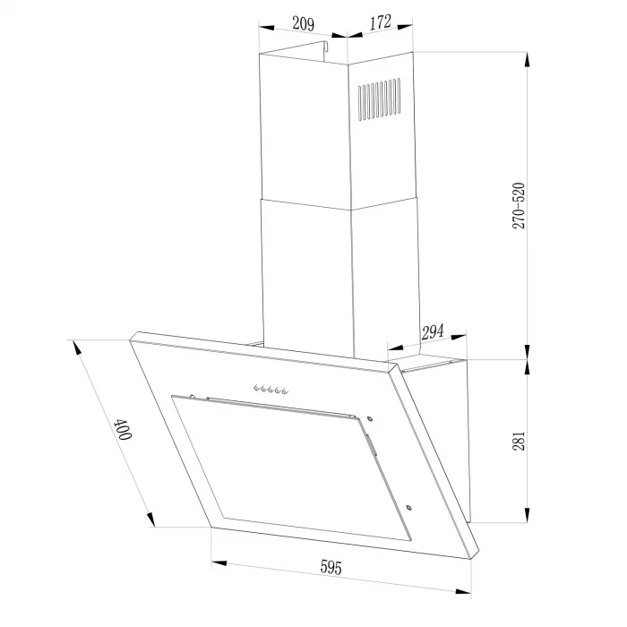 Витяжка камінна кухонна 60 см Berdsen BT-215 чорна - Зображення 5