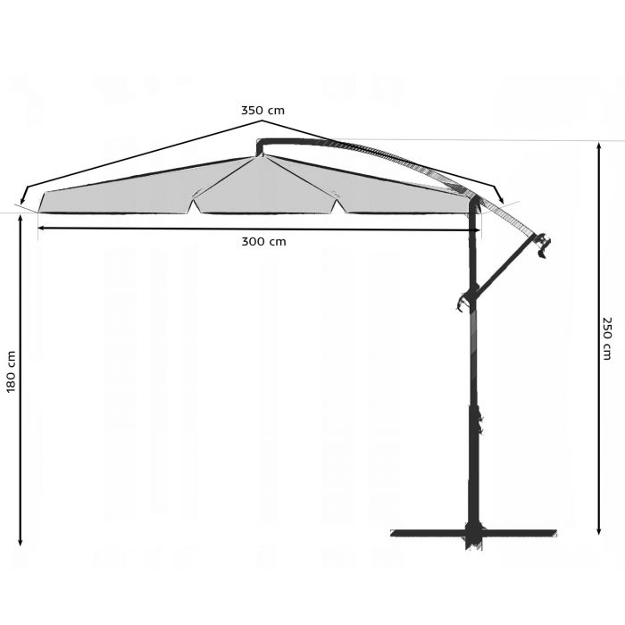 parasol-ogrodowy-skladany-6-se_1030 Складаний садовий парасоль 6 сегментів сірий 350 см - Надійний захист від сонця - Зображення 9