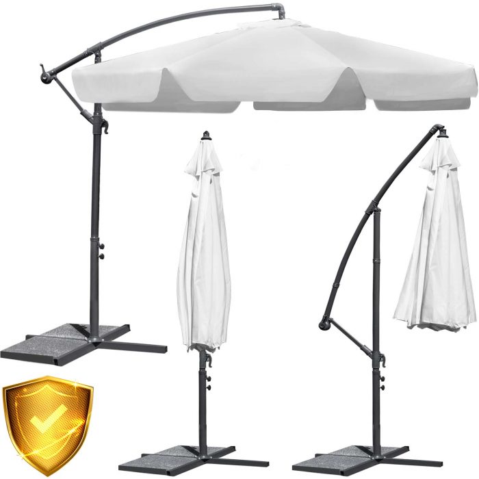 parasol-ogrodowy-skladany-6-se_1390 Складаний садовий парасоль 6 сегментів сірий 350 см - Надійний захист від сонця - Зображення 2