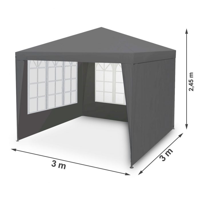 Павільйон садовий 4 стінки 3x3 м сірий Plonos - Простір для відпочинку на природі - Зображення 4