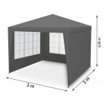 Павільйон садовий 4 стінки 3x3 м сірий Plonos - Простір для відпочинку на природі - Зображення 8