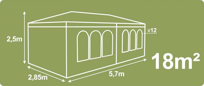Павільйон садовий 4 стінки 3x6 м сірий Plonos - Стильний та функціональний - Зображення 8
