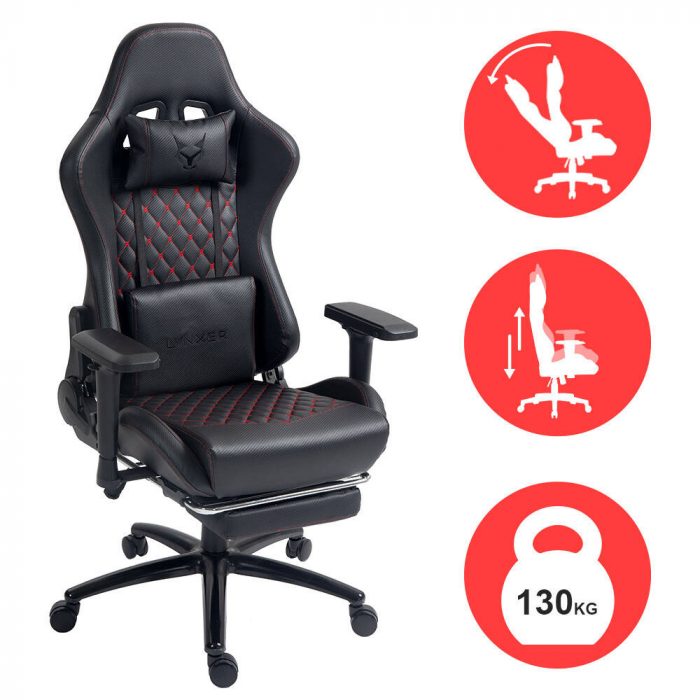Ігрове крісло Lynxer Prestige чорний з  червоною вставкою Максимальний комфорт та підтримка для геймерів - Зображення 4