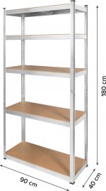 Металевий стелаж 2в1 Rebel 180x90x40 см на 5 полиць 750 кг. - Зображення 3