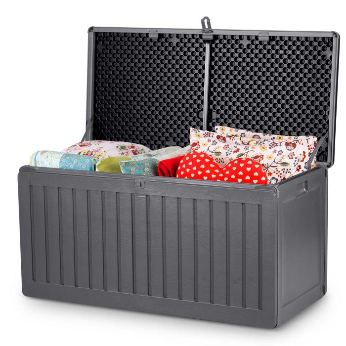 Садова скриня 109 x 51 x 55 см 270 л сіра - Стильне та містке рішення - Зображення 13