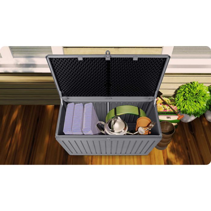 Садова скриня 109 x 51 x 55 см 270 л сіра - Стильне та містке рішення - Зображення 9