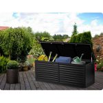 Садова скриня 143,5 x 57 x 53,5 см 390 л чорна - Практичне зберігання на вулиці - Зображення 13