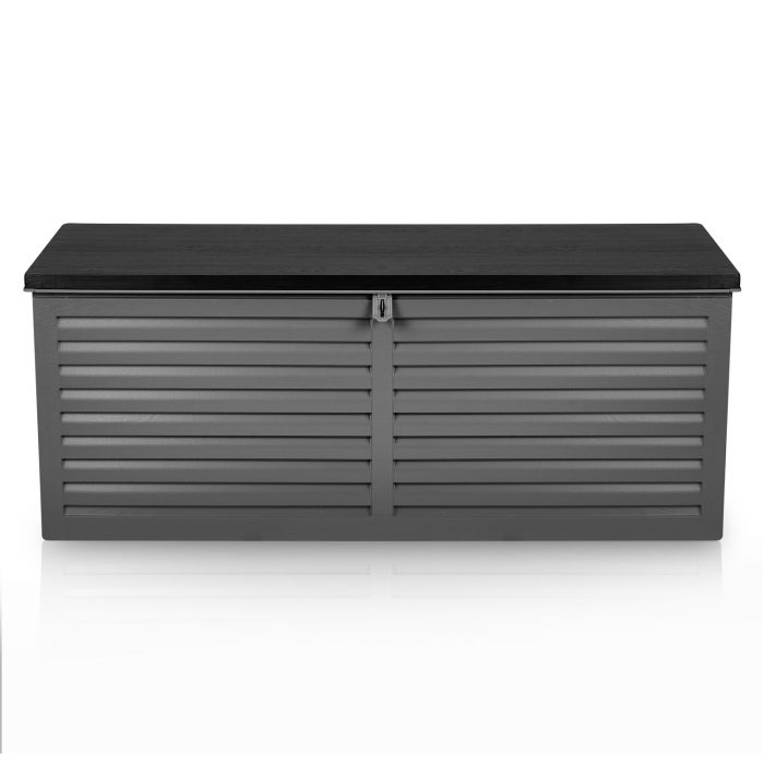 Садова скриня 143 x 57 x 53,5 см 390 л чорна-сіра - Модерний дизайн для саду - Зображення 3