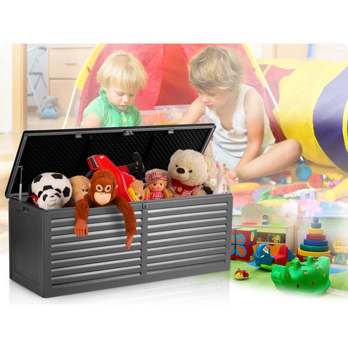 Садова скриня 143 x 57 x 53,5 см 390 л чорна-сіра - Модерний дизайн для саду - Зображення 14