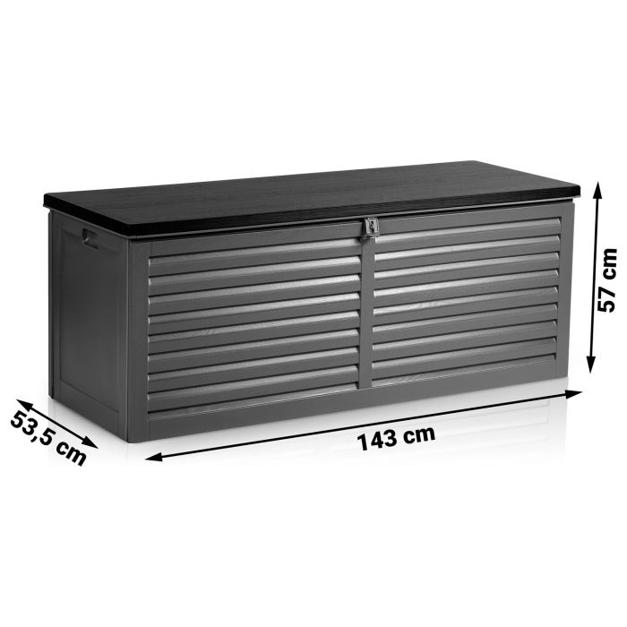 Садова скриня 143 x 57 x 53,5 см 390 л чорна-сіра - Модерний дизайн для саду - Зображення 10