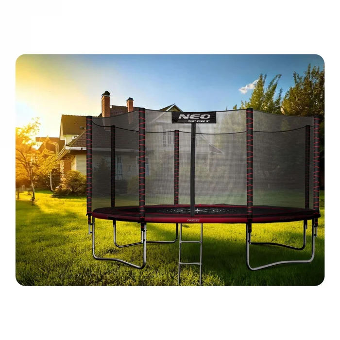 Батут садовий 12ft/374 см з зовнішньою сіткою та драбинкою Neo-Sport - Надійний та просторий для всієї родини - Зображення 4