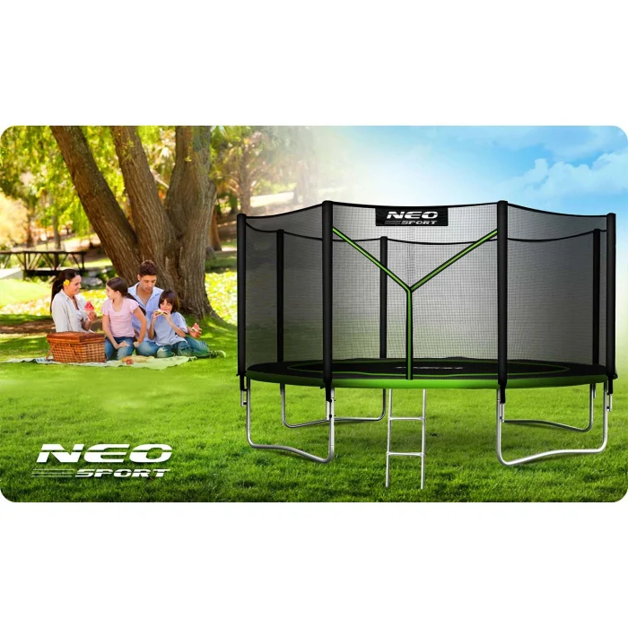 Батут садовий 12ft/374 см з зовнішньою сіткою та драбинкою Neo-Sport - Надійний і комфортний для всіх - Зображення 7