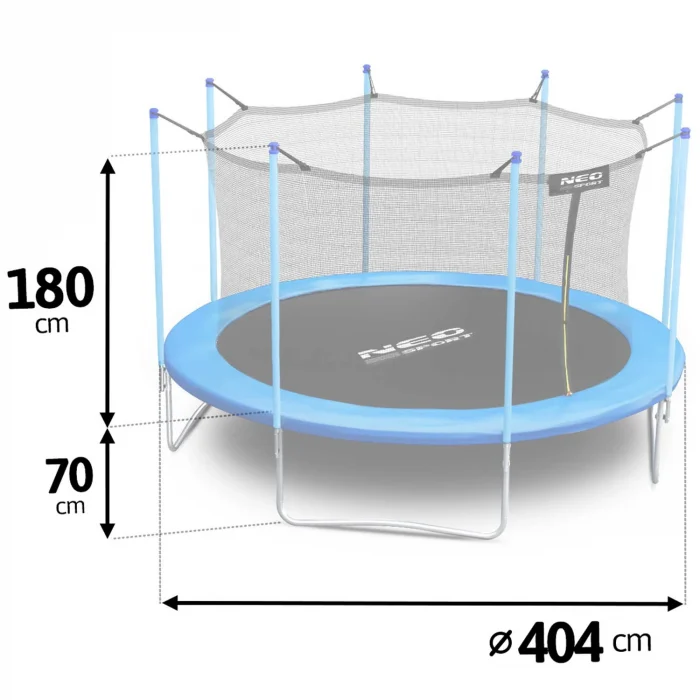 Батут садовий 13ft/404 см з внутрішньою сіткою та драбинкою Neo-Sport - Для безпечних і веселих стрибків - Зображення 12