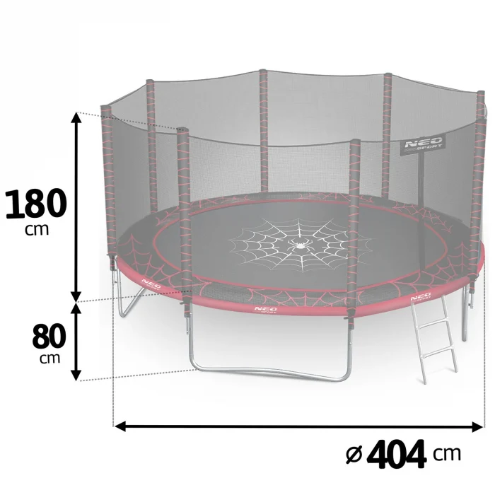 trampolina-ogrodowa-13ft-404c_50556 Батут садовий 13ft/404 см з зовнішньою сіткою та драбинкою Neo-Sport - Простір і безпека для активних дітей - Зображення 3