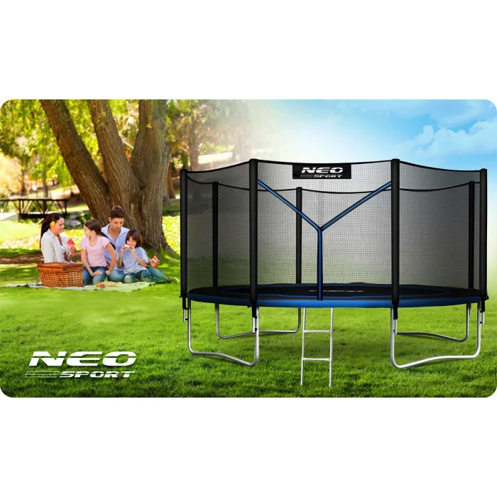 Батут садовий 13ft/404 см з зовнішньою сіткою та драбинкою Neo-Sport - Додатковий захист для вашої безпеки - Зображення 7