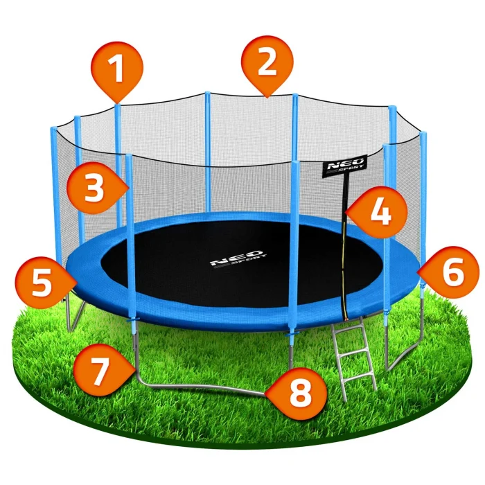 trampolina-ogrodowa-15ft-465c_28406 Батут садовий 15ft/465 см з зовнішньою сіткою та драбинкою Neo-Sport - Просторий і надійний для великої родини - Зображення 10
