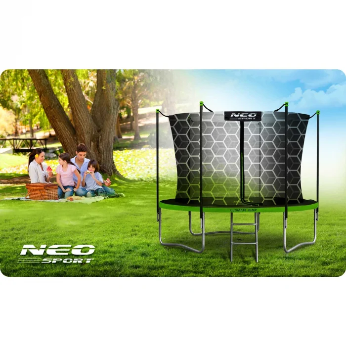 trampolina-ogrodowa-8ft-252cm_43477 Батут садовий 8ft/252 см з внутрішньою сіткою та драбинкою Neo-Sport - Легкий доступ для дітей - Зображення 10
