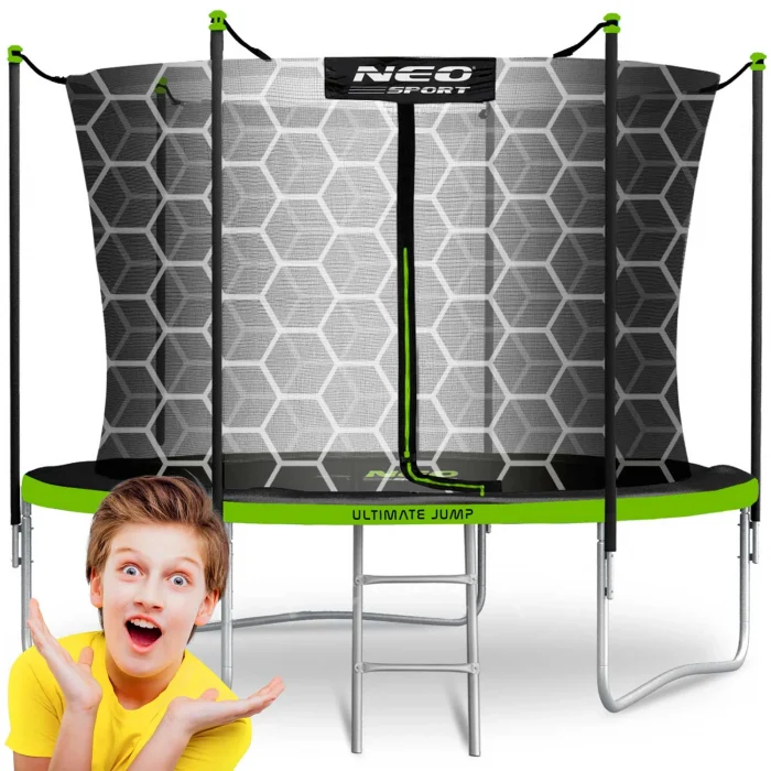 trampolina-ogrodowa-8ft-252cm_43480 Батут садовий 8ft/252 см з внутрішньою сіткою та драбинкою Neo-Sport - Легкий доступ для дітей - Зображення 1
