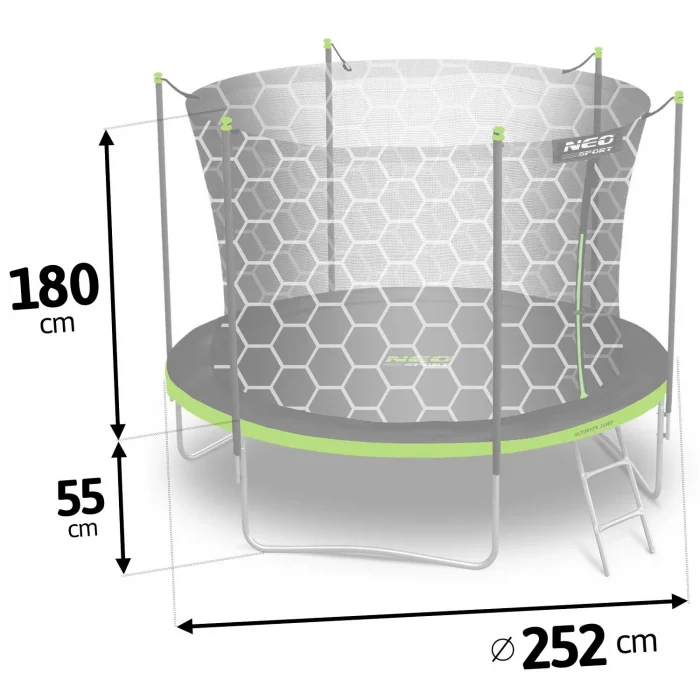 trampolina-ogrodowa-8ft-252cm_43483 Батут садовий 8ft/252 см з внутрішньою сіткою та драбинкою Neo-Sport - Легкий доступ для дітей - Зображення 5