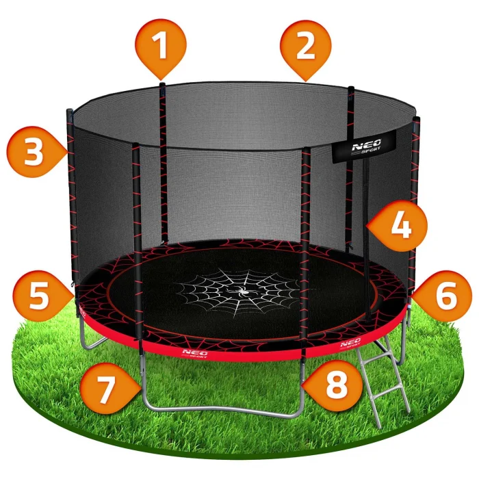 Батут садовий 8ft/252 см з зовнішньою сіткою та драбинкою Neo-Sport - Додатковий комфорт та безпека - Зображення 9