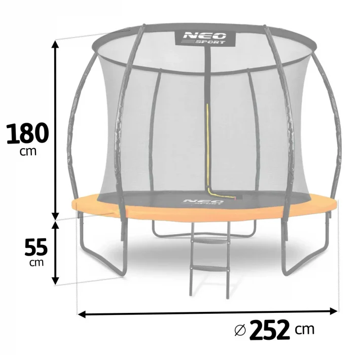 trampolina-ogrodowa-profilowa_28663 Батут садовий профільований 8ft/252 см з внутрішньою сіткою Neo-Sport - Для активного дозвілля - Зображення 13
