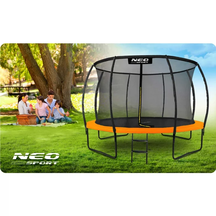 Батут садовий профільований 12ft/374 см з внутрішньою сіткою Neo-Sport - Висока стійкість та безпека - Зображення 6