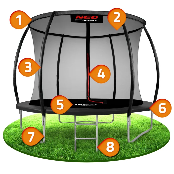 Батут садовий профільований 10ft/312 см з внутрішньою сіткою Neo-Sport - Підвищена стійкість і комфорт - Зображення 11