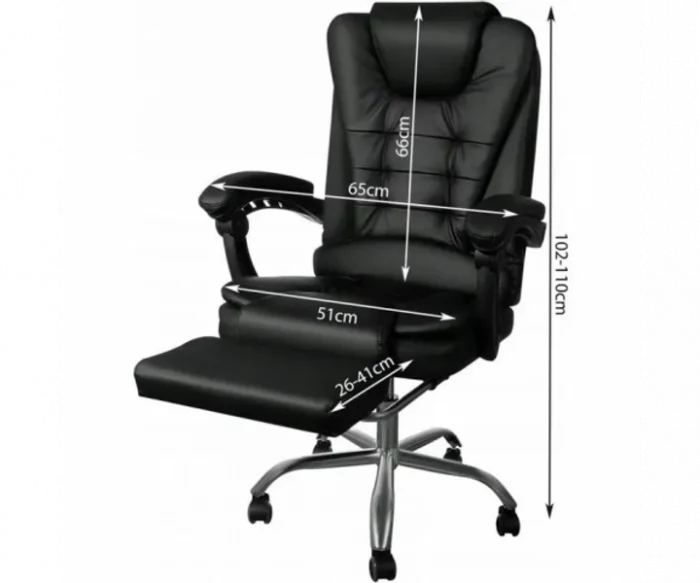 Офісне крісло з підставкою для ніг Malatec Vita чорне Елегантність та комфорт - Зображення 4