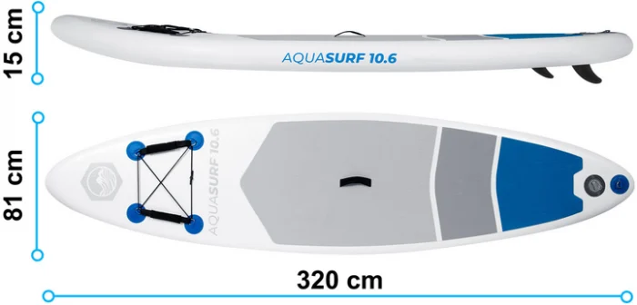 Дошка для SUP Neo-Sport  Aquasurf 320 x 84 x 15 см 170200 легка, міцна і зручна для активного відпочинку - Зображення 5
