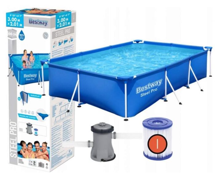 Прямокутний каркасний садовий басейн 300х201х66 см Bestway 56411 - Зображення 3